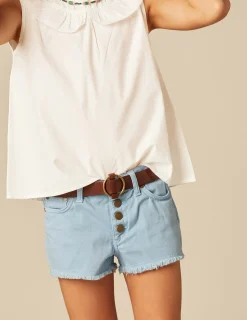 Nicoli Denim|Shorts<LIGHT BLUE DENIM SHORTS Azules claros