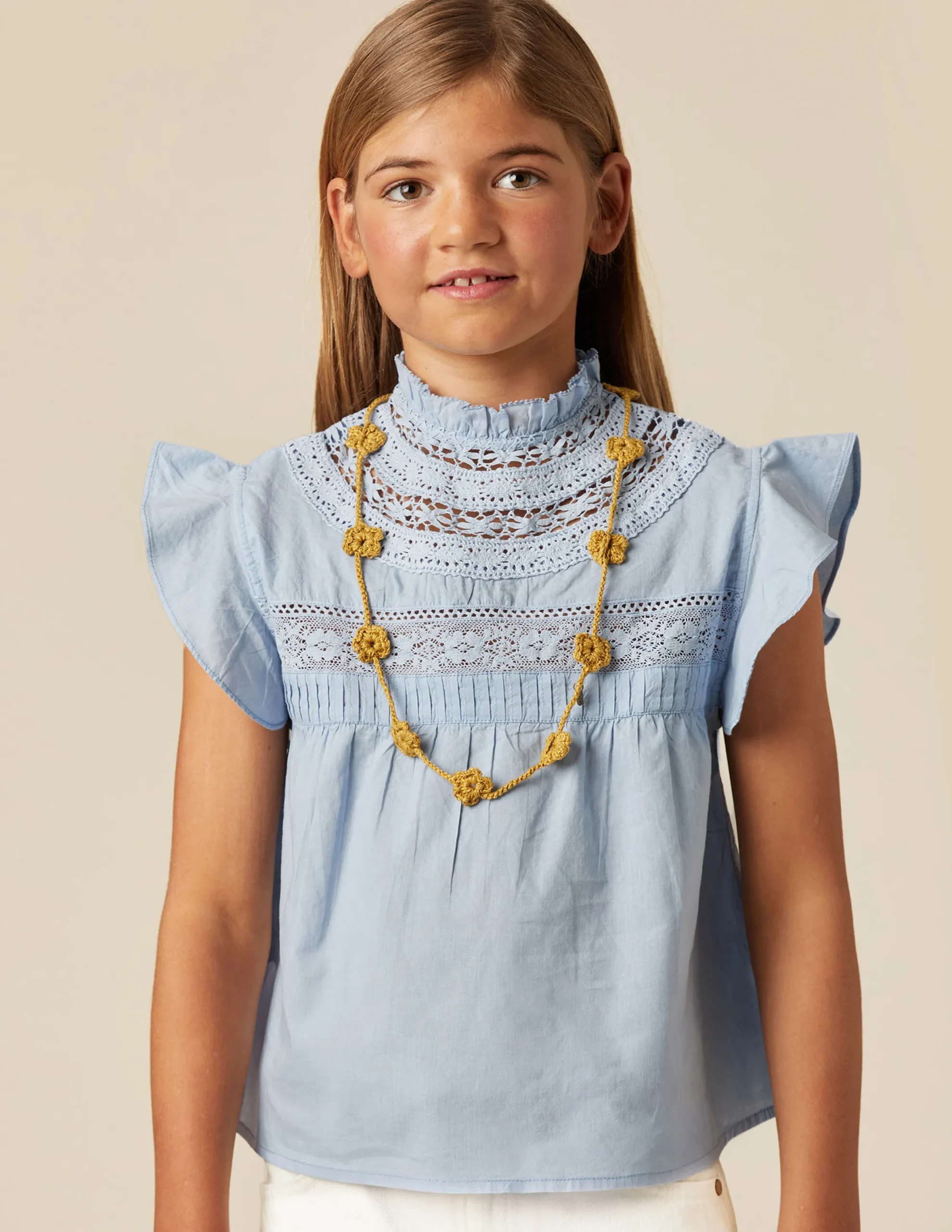 Nicoli Shirts<LIGHT BLUE LACE SHIRT Amarillos