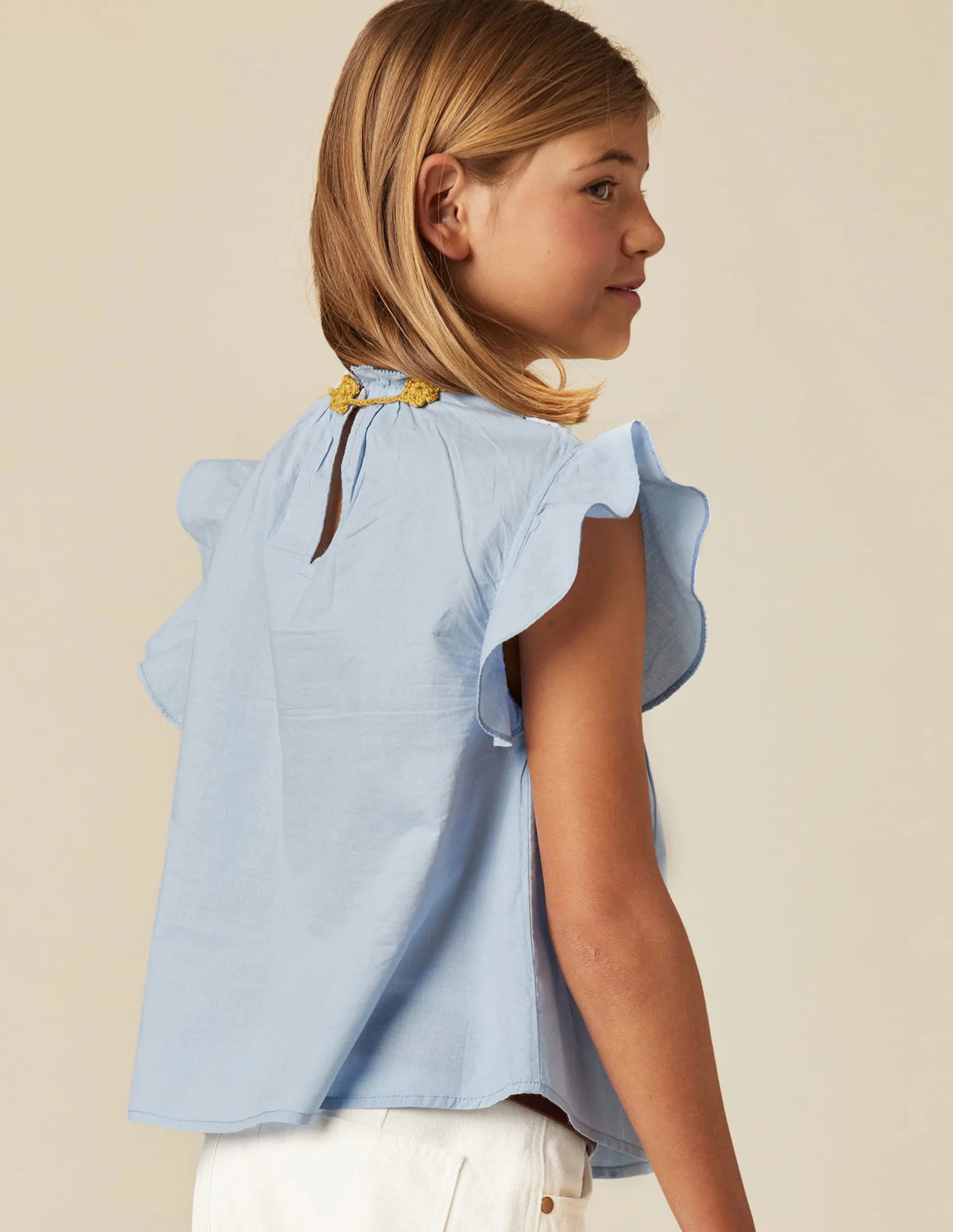 Nicoli Shirts<LIGHT BLUE LACE SHIRT Amarillos