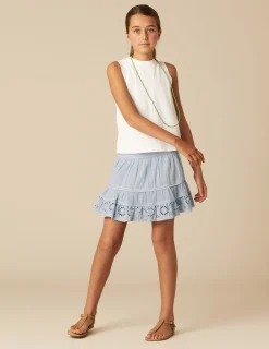 Nicoli Skirts<LIGHT BLUE LACE SKIRT Rosas