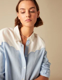 Nicoli Shirts & Blouses<LIGHT BLUE WAVE SHIRT Azules claros