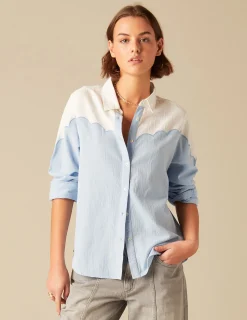 Nicoli Shirts & Blouses<LIGHT BLUE WAVE SHIRT Azules claros