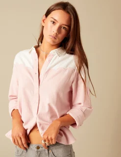 Nicoli Shirts & Blouses<LIGHT PINK WAVE SHIRT Azules claros