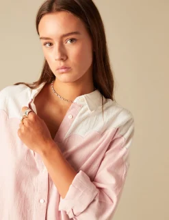 Nicoli Shirts & Blouses<LIGHT PINK WAVE SHIRT Azules claros