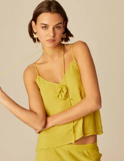 Nicoli Tops<LIME CHIFFON TOP Fresa