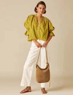 Nicoli Shirts & Blouses<LIME FLOWER PRINT SHIRT Mora