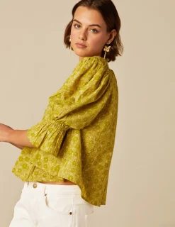 Nicoli Shirts & Blouses<LIME FLOWER PRINT SHIRT Mora