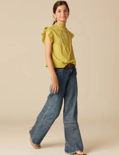 Nicoli Shirts<LIME LACE SHIRT Amarillos