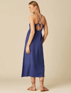 Nicoli Dresses<LONG BLUE RUFFLE DRESS Azules oscuros
