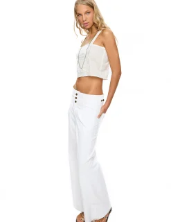 Nicoli Trousers|Denim<Low Waist Trousers With White Buttoned Yoke Blancos