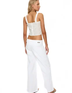 Nicoli Trousers|Denim<Low Waist Trousers With White Buttoned Yoke Blancos