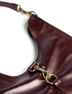 Nicoli Bags<MAROON BUCKLE SHOPPING BAG Granate