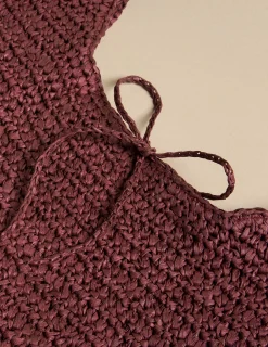 Nicoli Bags<MAROON RAFFIA BAG Granate