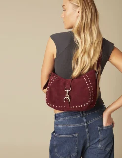 Nicoli Bags<MAROON SUEDE BAG Granate