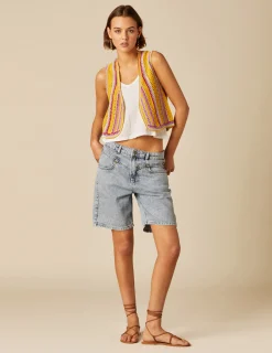 Nicoli Knitwear|Waistcoats<MUSTARD KNIT VEST Azules