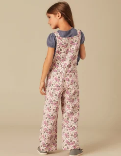 Nicoli Playsuits & Dungarees|Denim<PINK AND BLUE FLORAL DUNGAREES Verdes claros