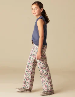 Nicoli Trousers|Denim<PINK AND BLUE FLORAL TROUSERS Verdes claros