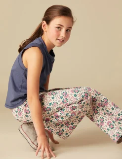 Nicoli Trousers|Denim<PINK AND BLUE FLORAL TROUSERS Verdes claros