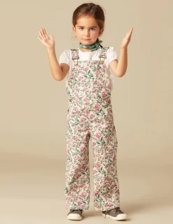 Nicoli Playsuits & Dungarees|Denim<PINK AND GREEN FLORAL DUNGAREES Verdes claros