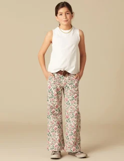Nicoli Trousers|Denim<PINK AND GREEN FLORAL TROUSERS Verdes claros