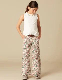 Nicoli Trousers|Denim<PINK AND GREEN FLORAL TROUSERS Verdes claros