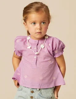 Nicoli Shirts<PINK EMBROIDERED SHIRT Rosas
