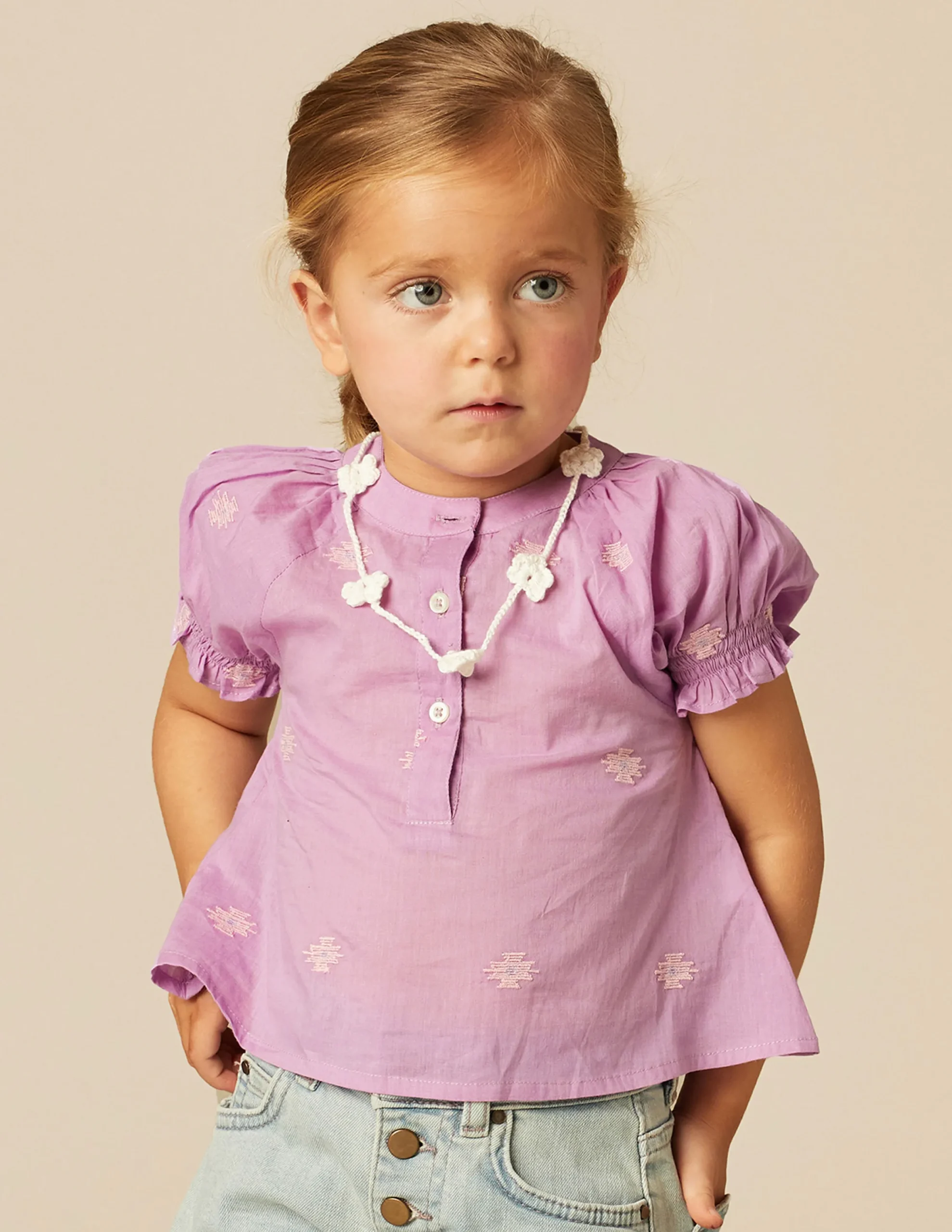 Nicoli Shirts<PINK EMBROIDERED SHIRT Rosas