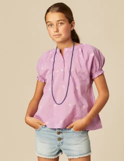 Nicoli Shirts<PINK EMBROIDERED SHIRT Rosas