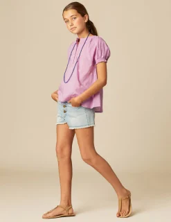 Nicoli Shirts<PINK EMBROIDERED SHIRT Rosas