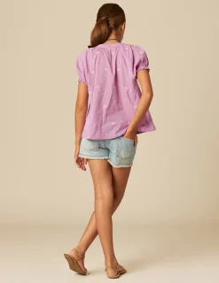 Nicoli Shirts<PINK EMBROIDERED SHIRT Rosas