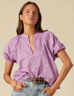 Nicoli Shirts & Blouses<PINK EMBROIDERED SHIRT Rosas