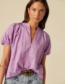 Nicoli Shirts & Blouses<PINK EMBROIDERED SHIRT Rosas