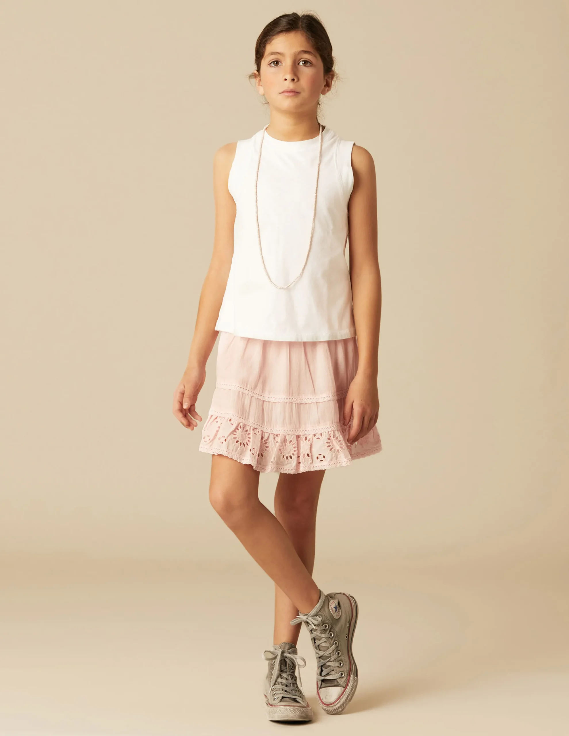 Nicoli Skirts<PINK LACE SKIRT Rosas