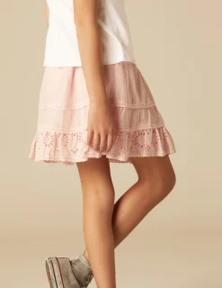Nicoli Skirts<PINK LACE SKIRT Rosas