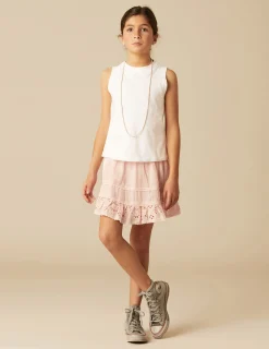 Nicoli Skirts<PINK LACE SKIRT Rosas