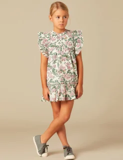 Nicoli Dresses<PINK LUREX FLORAL DRESS Rosas