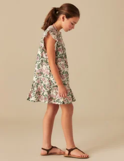 Nicoli Dresses<PINK LUREX FLORAL DRESS Rosas