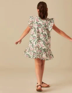 Nicoli Dresses<PINK LUREX FLORAL DRESS Rosas