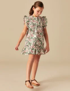 Nicoli Dresses<PINK LUREX FLORAL DRESS Rosas