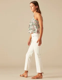 Nicoli Tops<PINK LUREX FLORAL TOP Rosas