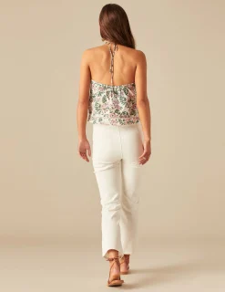 Nicoli Tops<PINK LUREX FLORAL TOP Rosas