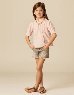 Nicoli Shirts<PINK PIN-TUCK SHIRT Azules claros