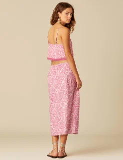 Nicoli Skirts<PINK PRINTED SKIRT Rosas