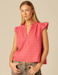 Nicoli Shirts & Blouses<PINK RUFFLE SHIRT Fresa