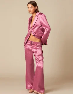Nicoli Blazers<PINK SATIN BLAZER Verdes