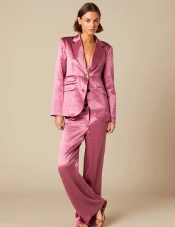 Nicoli Trousers<PINK SATIN TROUSERS Verdes