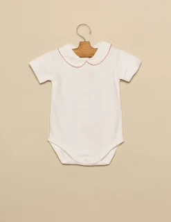 Nicoli Bodies<PINK STITCHED COLLAR BODYSUIT Rosas