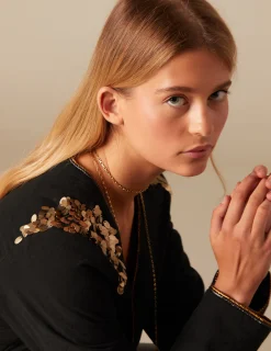 Nicoli Outerwear<QUILTED JACKET WITH SEQUINS Negros