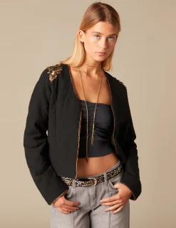 Nicoli Outerwear<QUILTED JACKET WITH SEQUINS Negros