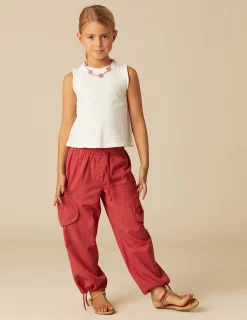 Nicoli Trousers<RED POCKET LINEN TROUSERS Azules